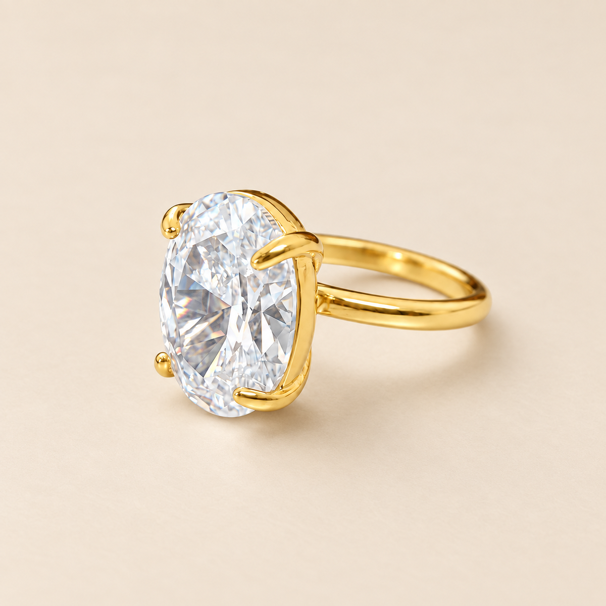 Big Solitaire Zircon Ultra Premium Ring | 18K PVD Gold Plated- For Women | Includes: Ring