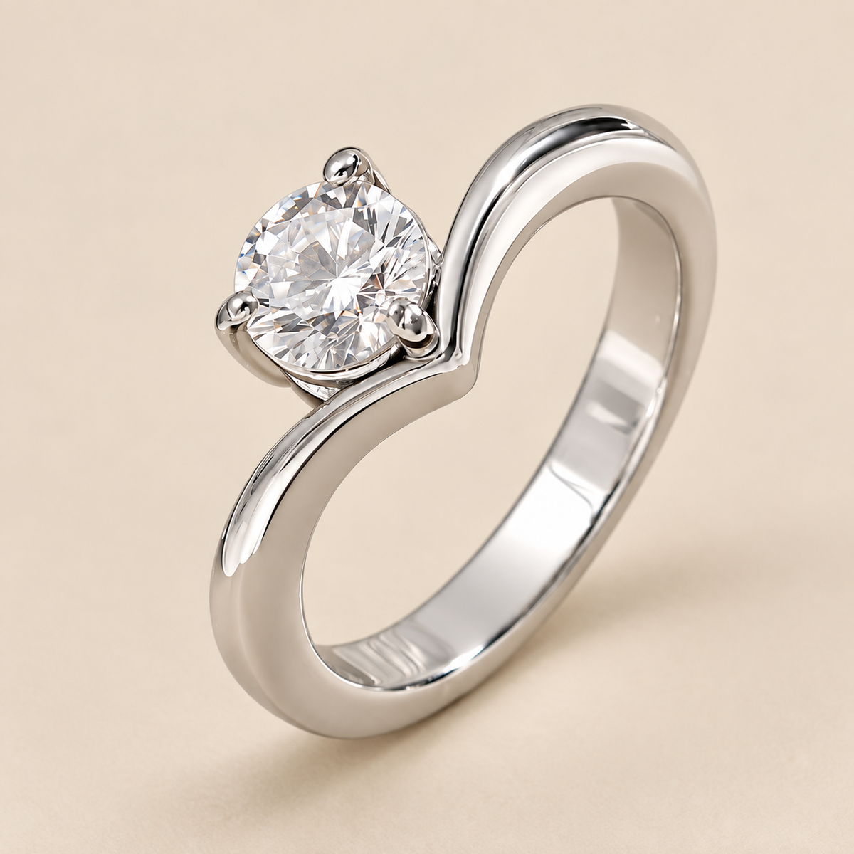 Hearty Silverish Dainty Solitaire Zircon Ring | PVD Plated Steel- For Women | Includes: Ring