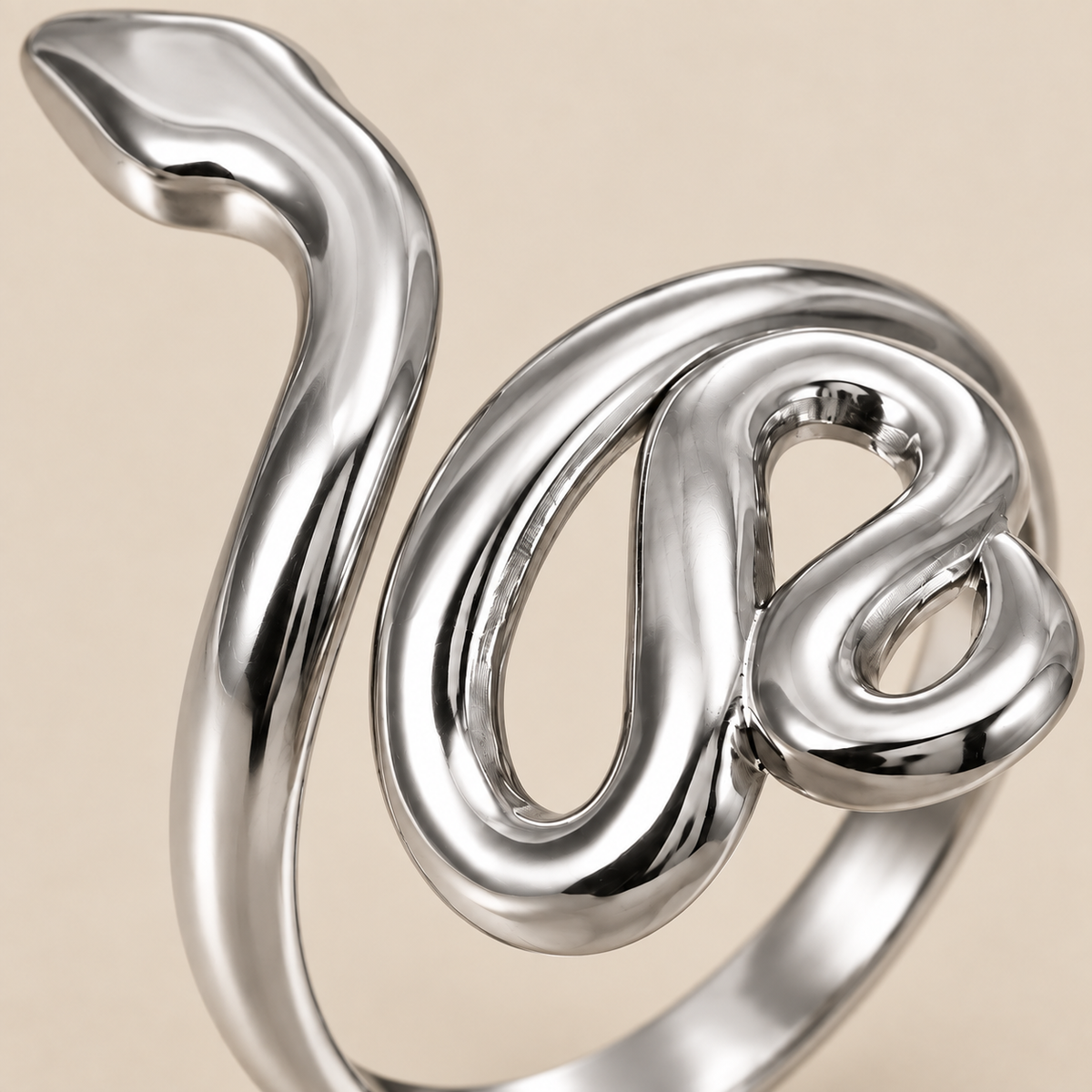 Silversish Snaky Ring | PVD Plated Steel- For Women | Includes: Ring