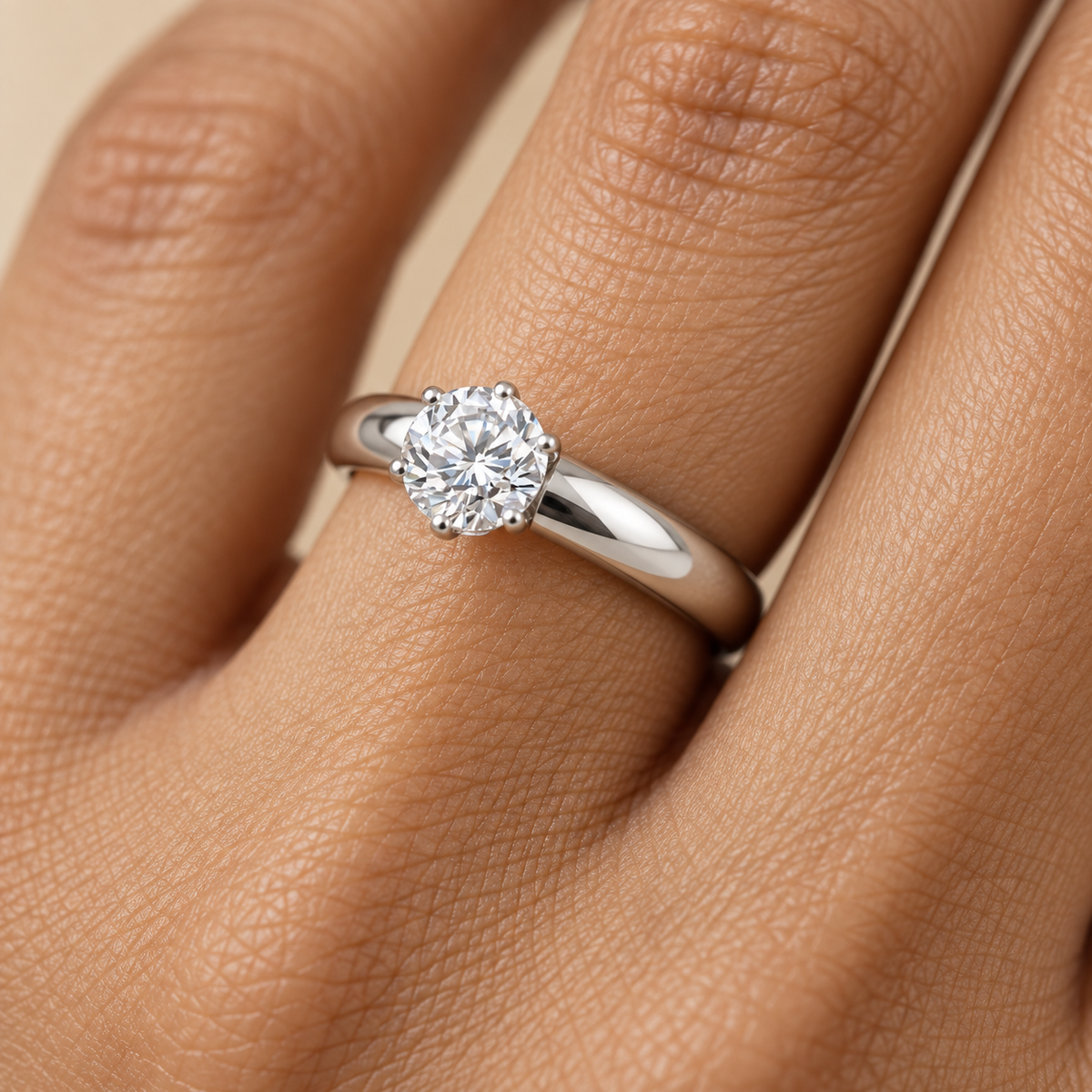 Classic Silverish Dainty Solitaire Zircon Ring | PVD Plated Steel- For Women | Includes: Ring