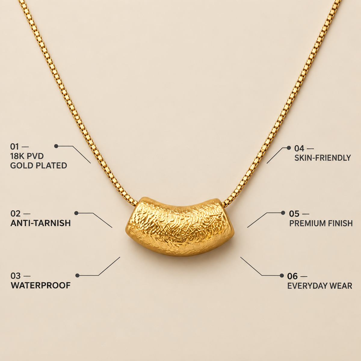 Terra TEXTURED ARC Necklace | Gold-Tone - For Women | Includes: Necklace