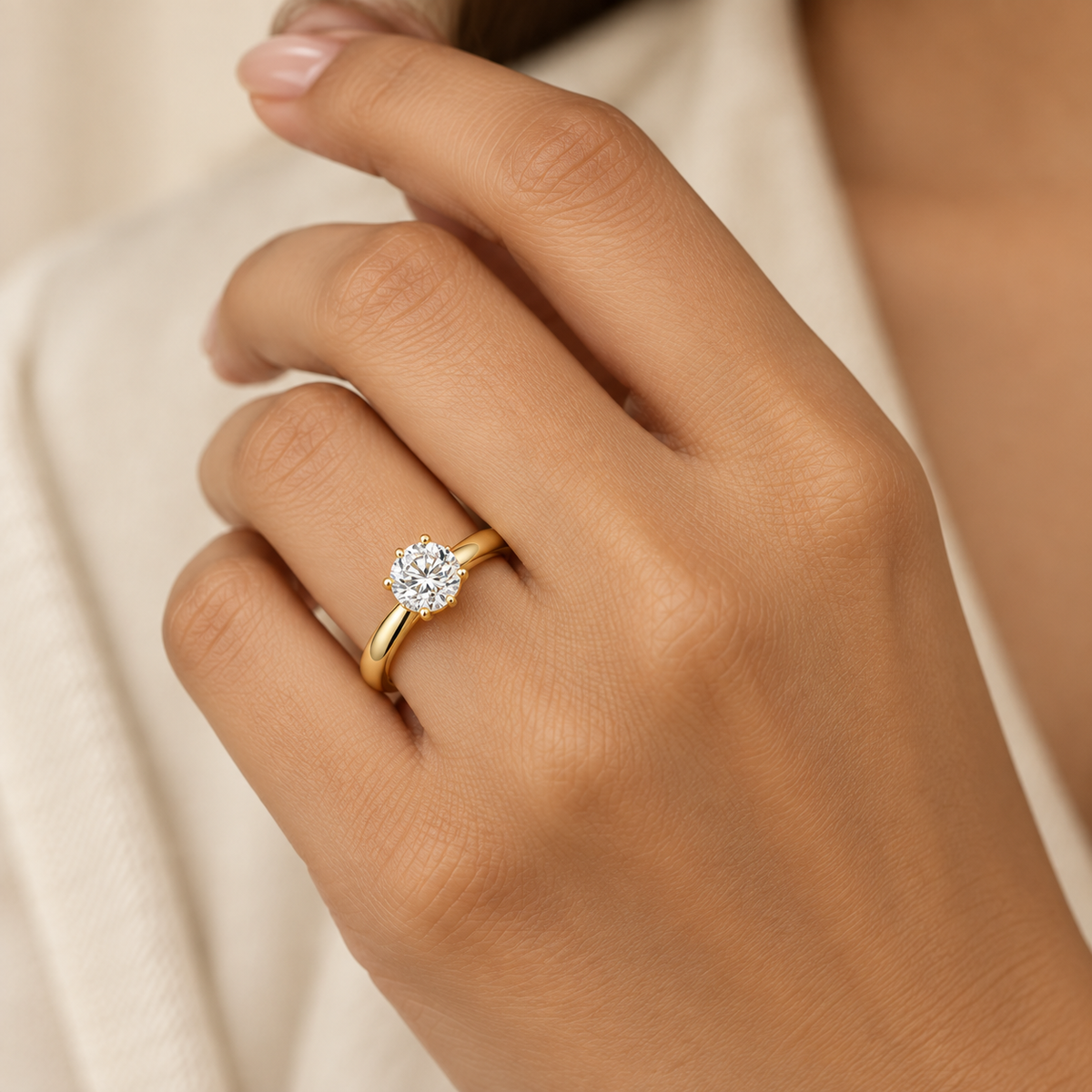Classic Regular Solitaire Zircon Ring | 18K PVD Gold Plated- For Women | Includes: Ring