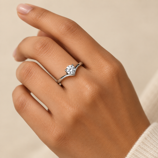 Hearty Dainty Solitaire Zircon Ring | 18K PVD Gold Plated- For Women | Includes: Ring