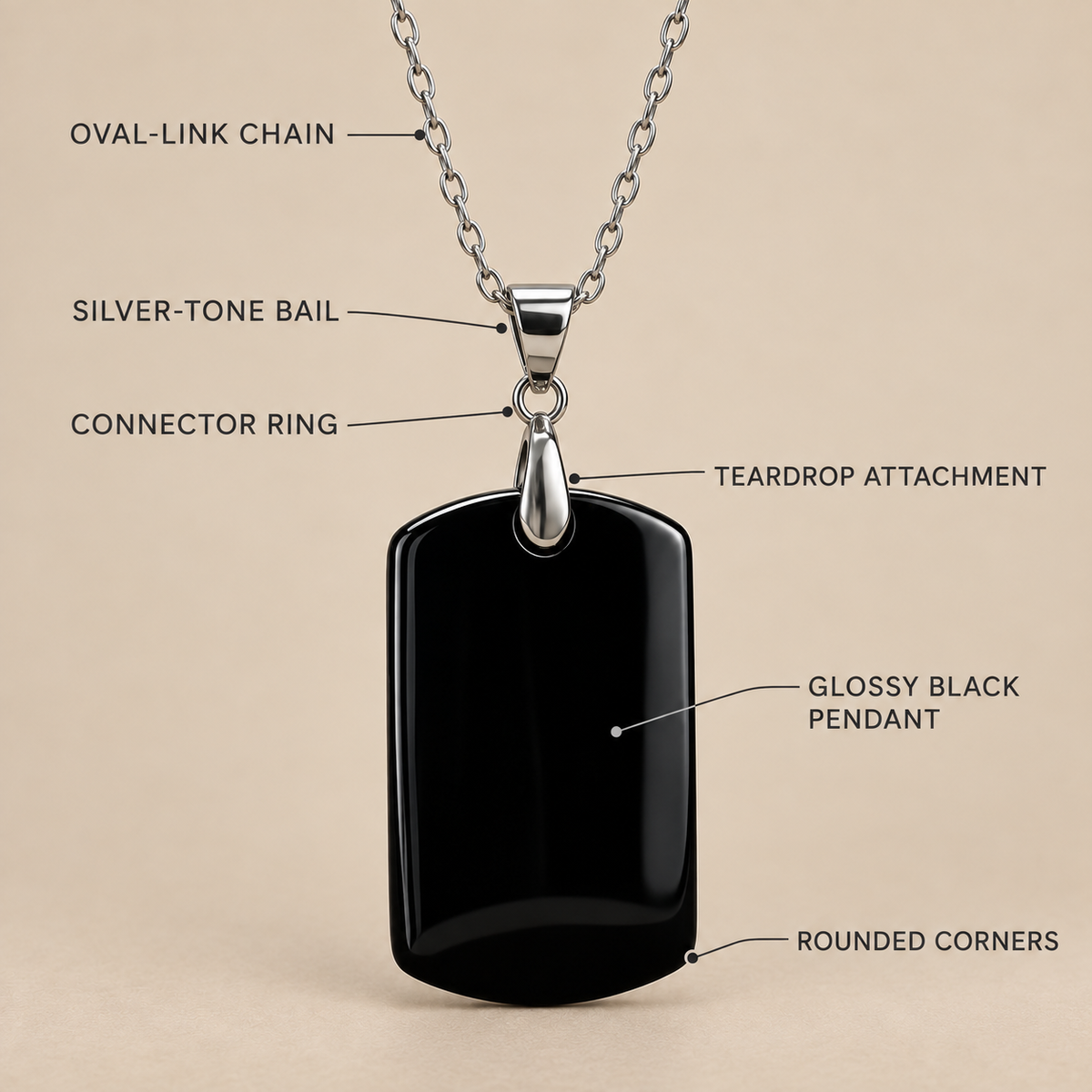 Strength Black Onyx REAL Stone BOLD Necklace | Stainless Steel - For Women | Includes: Necklace
