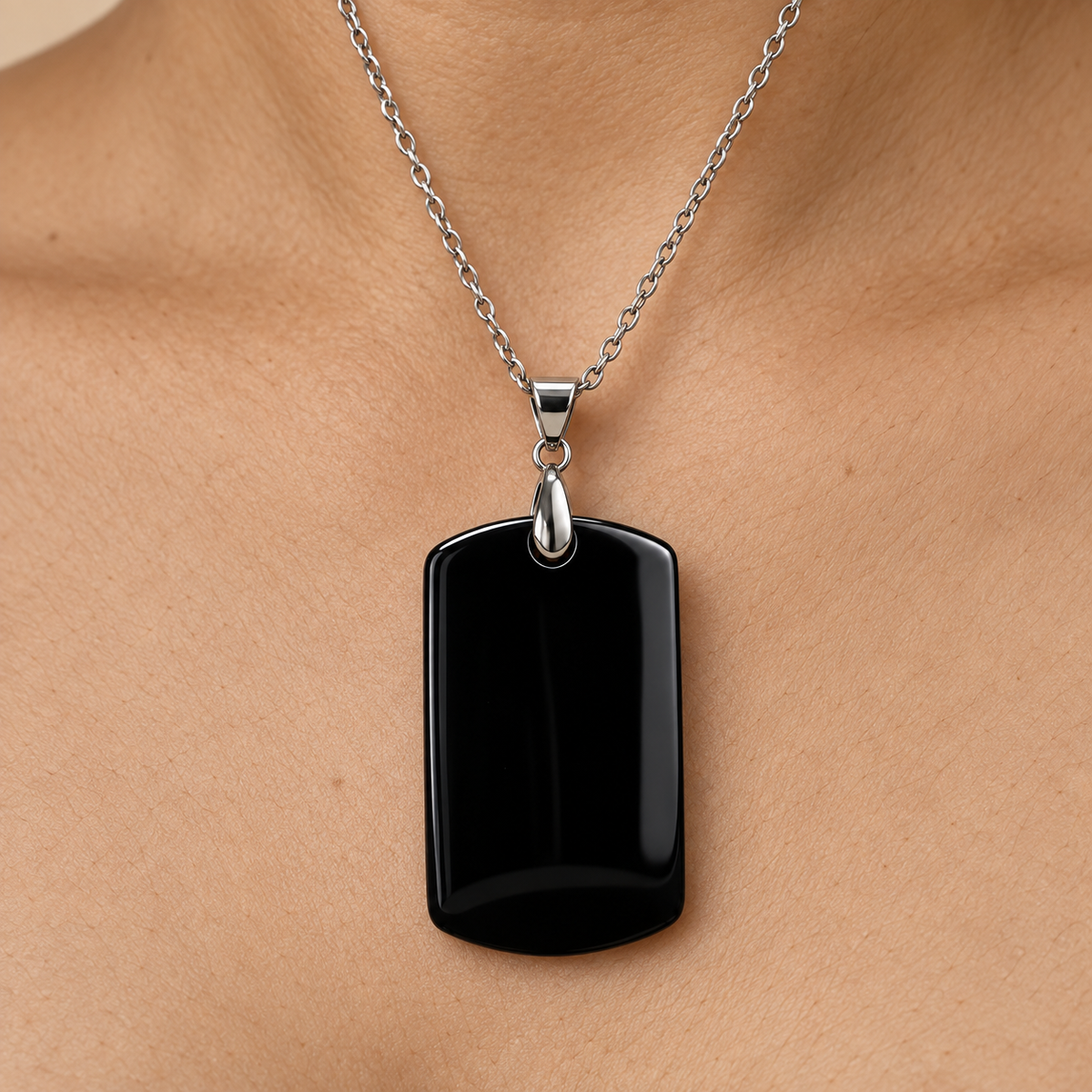 Strength Black Onyx REAL Stone BOLD Necklace | Stainless Steel - For Women | Includes: Necklace