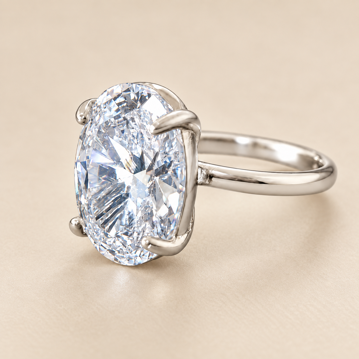 Big Solitaire Zircon Ultra Premium Silverish Ring | PVD Plated Steel- For Women | Includes: Ring