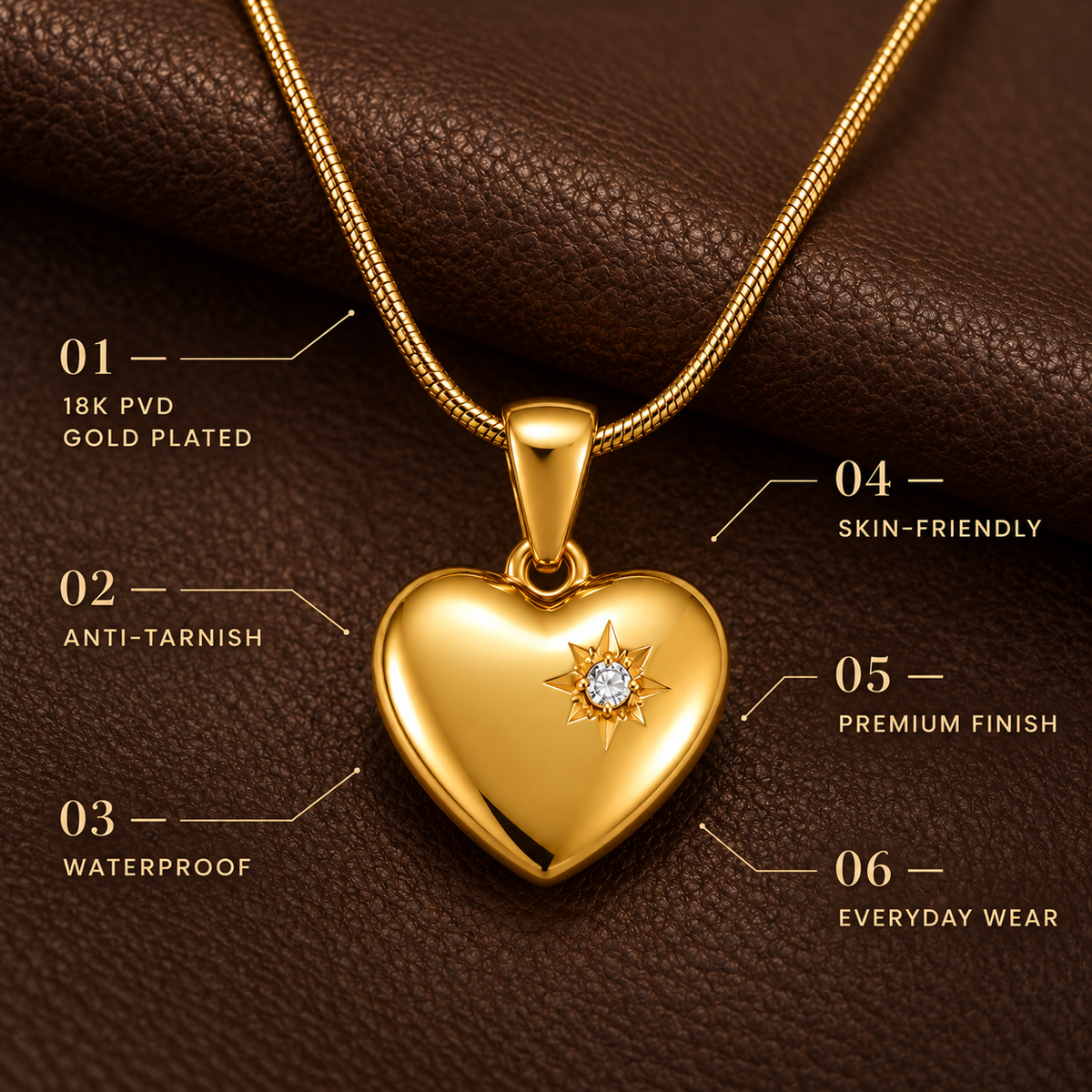 Starlit STARBURST HEART Necklace | Gold-Tone - For Women | Includes: Necklace