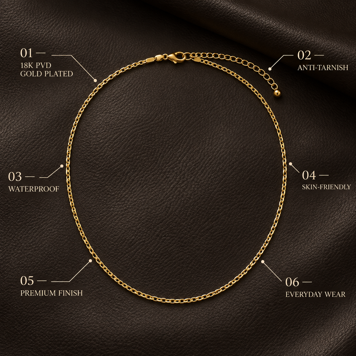 Classic Fine FIGARO CHAIN Necklace | Gold-Tone - For Women | Includes: Necklace