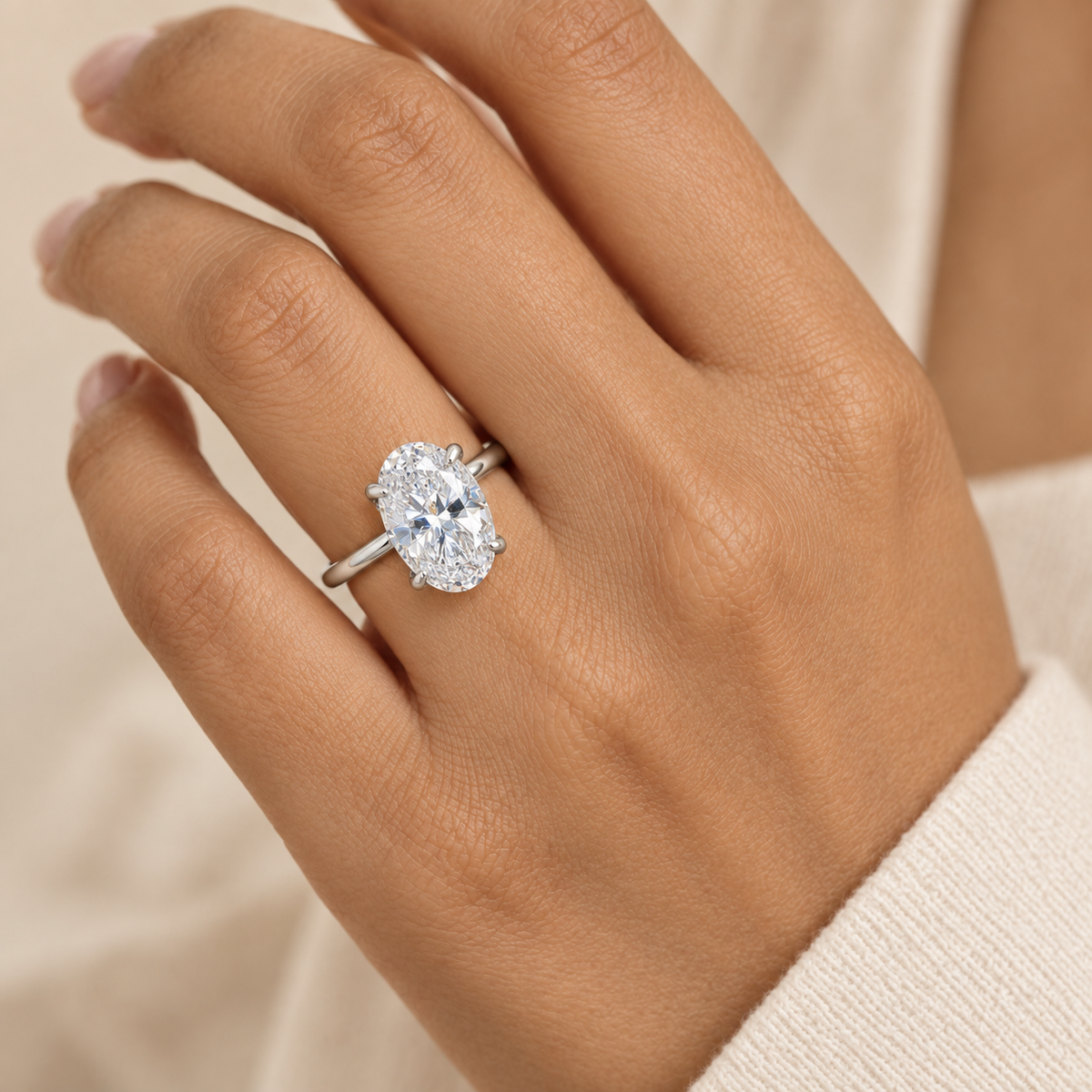 Big Solitaire Zircon Ultra Premium Silverish Ring | PVD Plated Steel- For Women | Includes: Ring