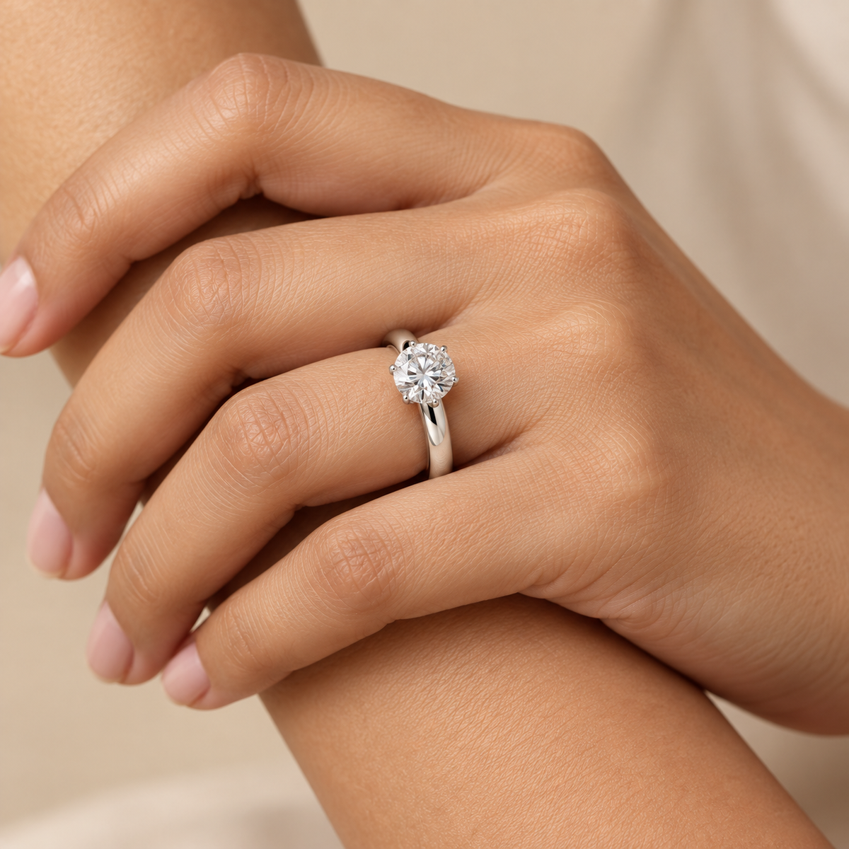 Classic Silverish Dainty Solitaire Zircon Ring | PVD Plated Steel- For Women | Includes: Ring