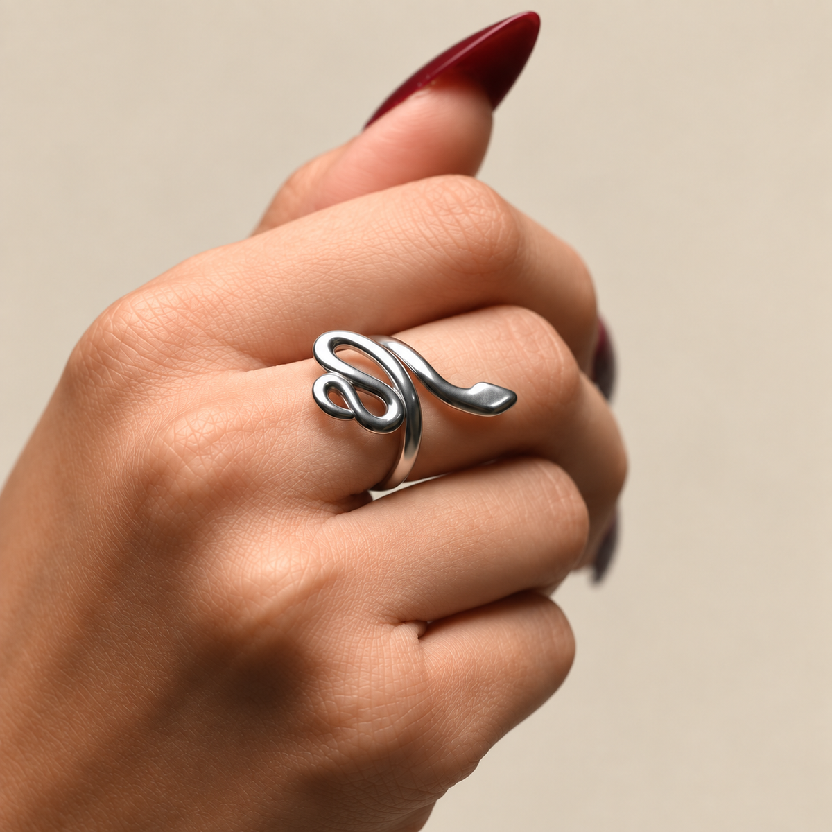 Silversish Snaky Ring | PVD Plated Steel- For Women | Includes: Ring