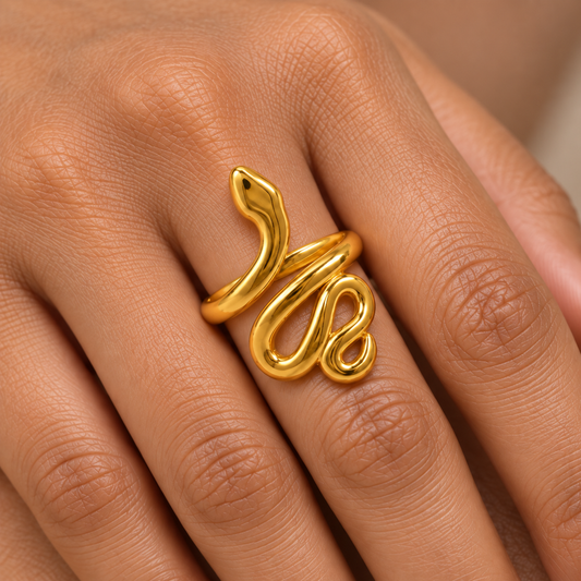 Golden Snaky Ring | 18K PVD Gold Plated- For Women | Includes: Ring