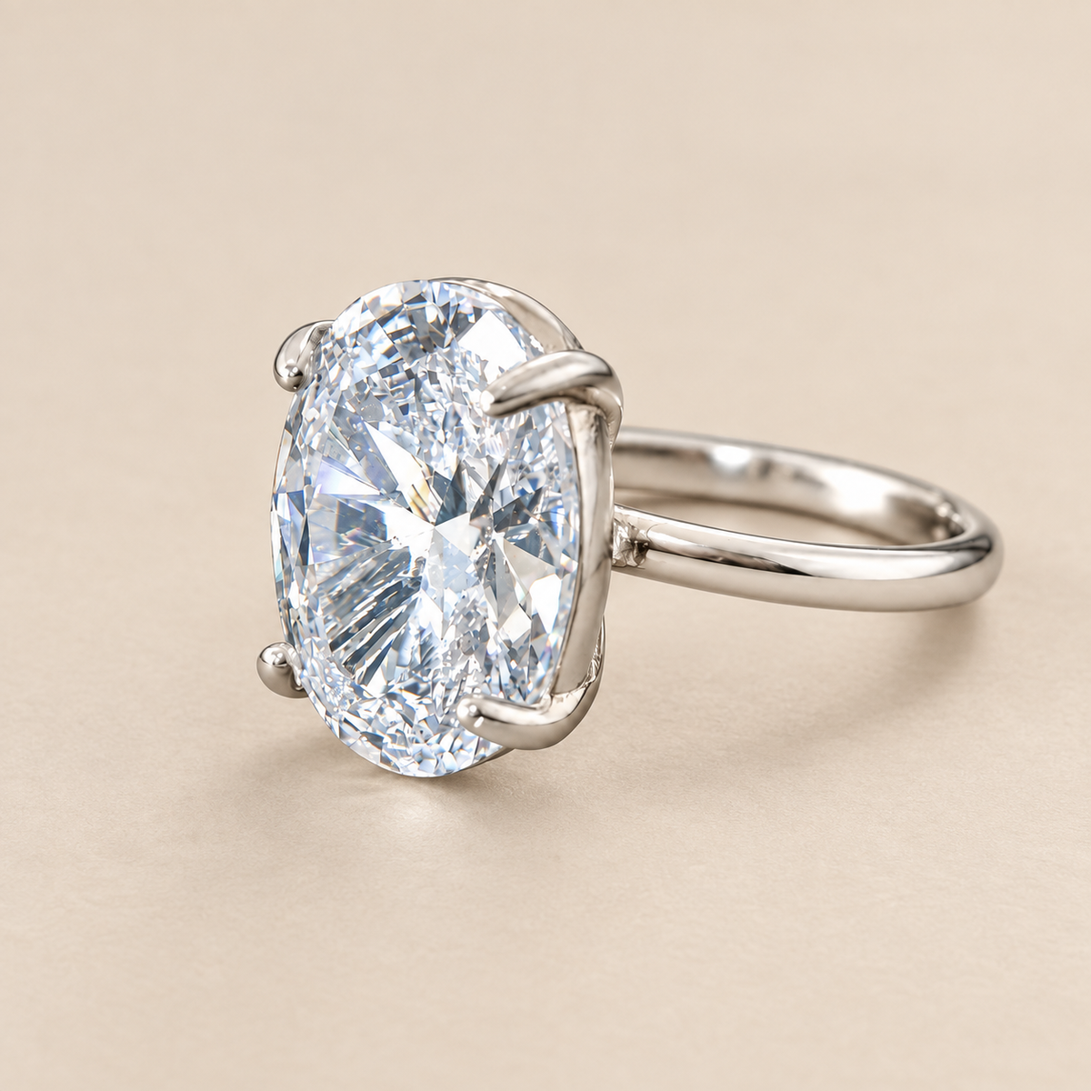 Big Solitaire Zircon Ultra Premium Silverish Ring | PVD Plated Steel- For Women | Includes: Ring