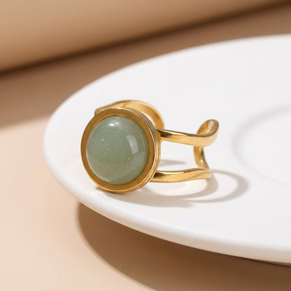 Green Jade Real Stone Flexi Size Goldenn Ring | 18K Real Gold PVD Plated– For Men | Includes: Ring