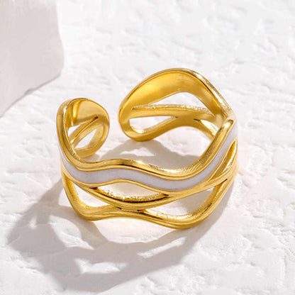 Wavy Statement Ring | PVD 18K Gold Plated, Stainless Steel, Water Proof - For Women | Includes: Ring