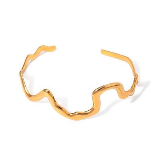 Artisan Golden Cuff | PVD 18K Gold Plated, Stainless Steel, Water Proof - For Women | Includes: Bracelet