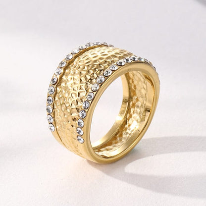 Textured Zircon Ring | 18K PVD Gold Plated - For Women | Includes: Ring