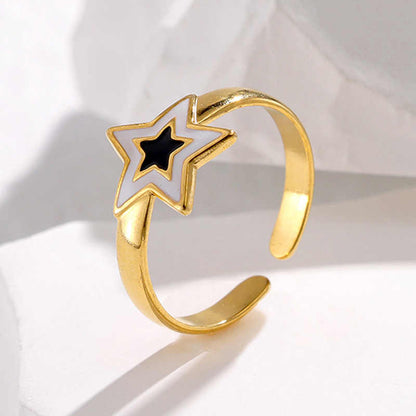 Star Flexi Ring | PVD 18K Gold Plated, Stainless Steel, Water Proof - For Women | Includes: Ring