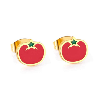 Quirky Tomato Earrings | 18K PVD Gold Plated - For Women | Includes: Earrings