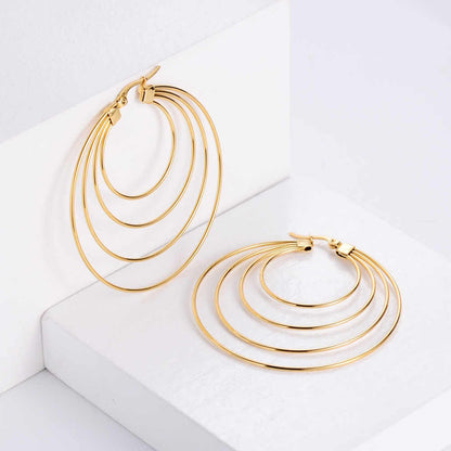 Designer Multi-Layer Earrings | PVD 18K Gold Plated, Stainless Steel, Water Proof- For Women | Includes: Earrings