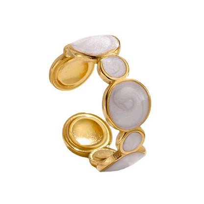 Dainty Enamel Ring | PVD 18K Gold Plated, Stainless Steel, Water Proof - For Women | Includes: Ring