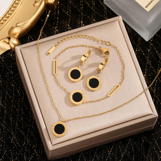 Timeless Roman Set | PVD 18K Gold Plated, Waterproof & Anti-Tarnish - For Women | Includes: Necklace, Bracelet, Earrings