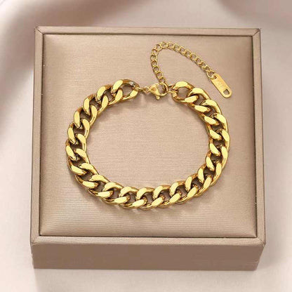 Minimal Design Link Chain Bracelet | 18k PVD Gold Plated - For Men | Includes: Bracelet