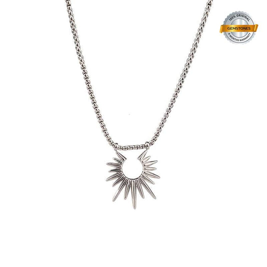 Sun Rays Pendant Necklace | Silver Chain | Unisex