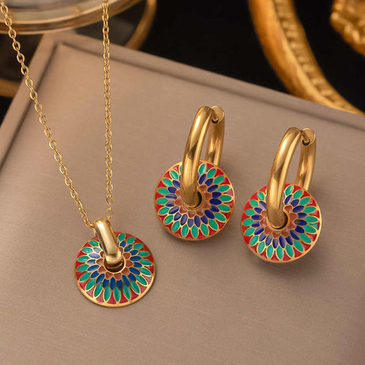 Boho Daisy Set | PVD 18K Gold Plated, Waterproof & Anti-tarnish - For Women | Includes: Necklace, Earrings