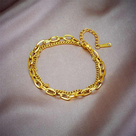 Golden Gleam Duo | PVD Plated Stainless Steel - For Women | Includes: Bracelet