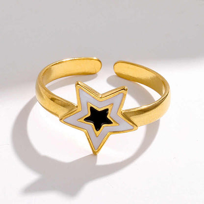 Star Flexi Ring | PVD 18K Gold Plated, Stainless Steel, Water Proof - For Women | Includes: Ring