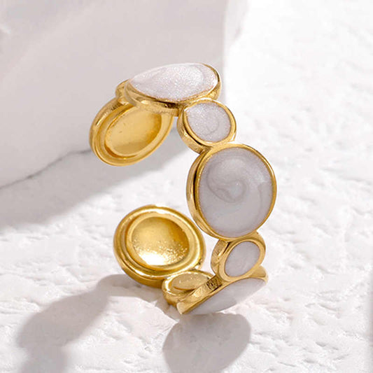 Dainty Enamel Ring | PVD 18K Gold Plated, Stainless Steel, Water Proof - For Women | Includes: Ring