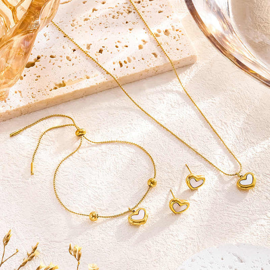 Heartstrings Set | PVD 18K Gold Plated, Waterproof & Anti-Tarnish - For Women | Includes: Necklace, Bracelet, Earrings