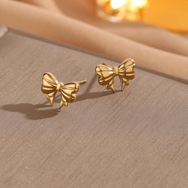 Elegant Bow Earrings | 18K PVD Gold Plated - For Women | Includes: Earrings