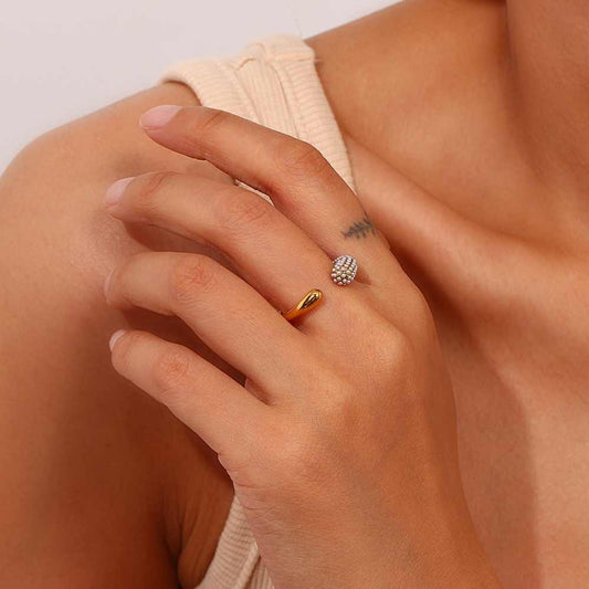 Half Moon Pearl Ring | 18K PVD Gold Plated - For Women | Includes: Ring