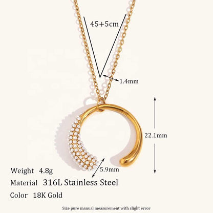 Chic Semi Round Necklace | 18K PVD Gold Plated - For Women | Includes: Necklace