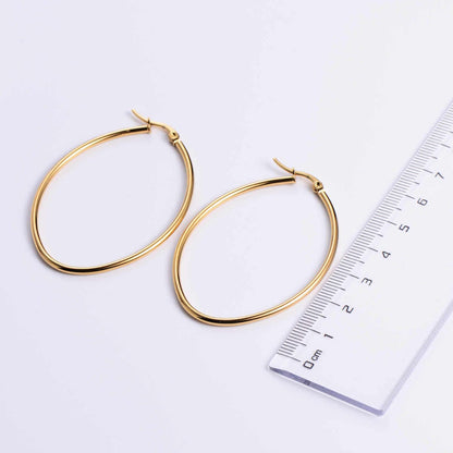GeoGlow Hoop Earrings | PVD 18K Gold Plated, Stainless Steel, Water Proof - For Women | Includes: Earrings