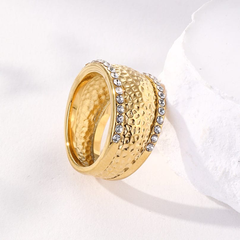 Textured Zircon Ring | 18K PVD Gold Plated - For Women | Includes: Ring