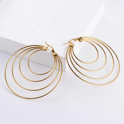 Designer Multi-Layer Earrings | PVD 18K Gold Plated, Stainless Steel, Water Proof- For Women | Includes: Earrings