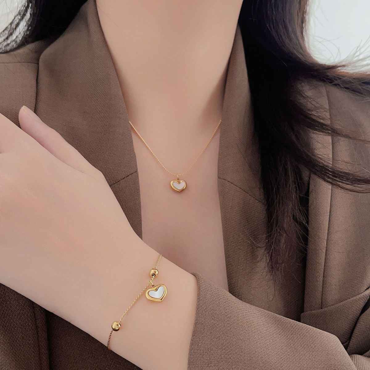 Heartstrings Set | PVD 18K Gold Plated, Waterproof & Anti-Tarnish - For Women | Includes: Necklace, Bracelet, Earrings