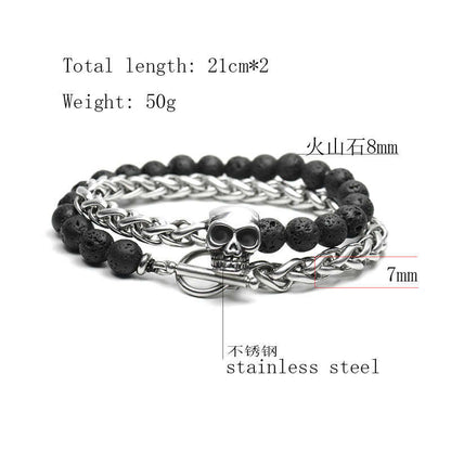 Tribal Design Strength Bracelet | Lava Stones - For Men | Includes: Bracelet