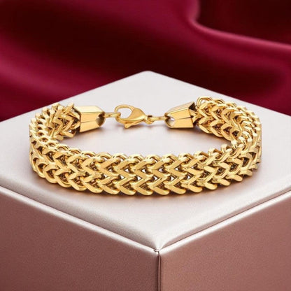 Minimal Design Golden Chain Bracelet | 18k PVD Gold Plated - For Men | Includes: Bracelet
