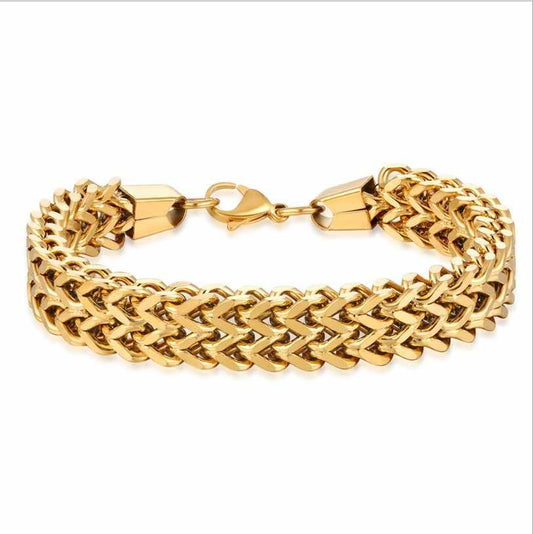 Minimal Design Golden Chain Bracelet | 18k PVD Gold Plated - For Men | Includes: Bracelet