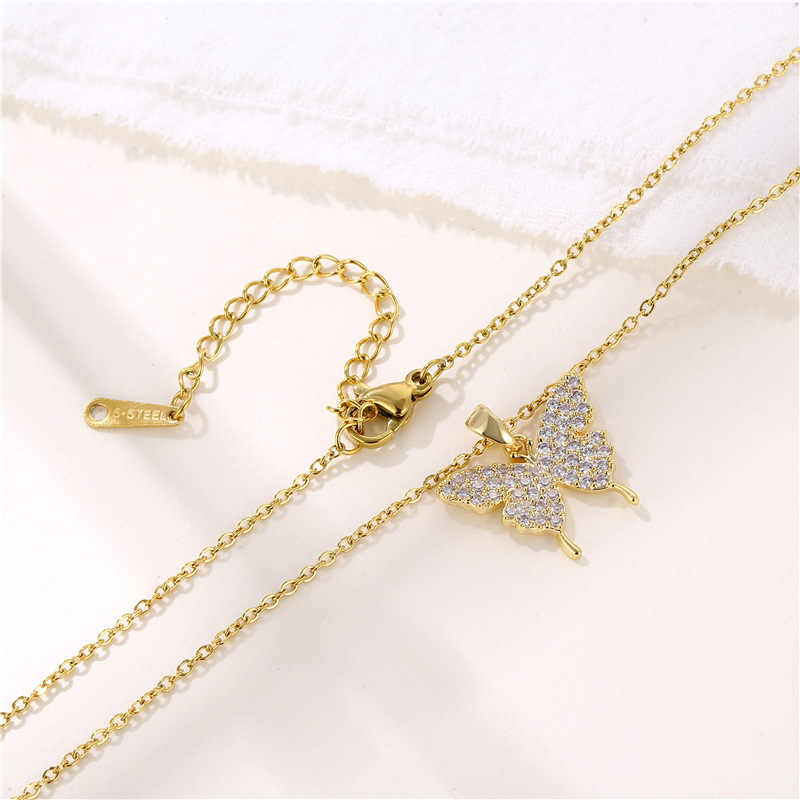 Delicate Butterfly Necklace | 18K PVD Gold Plated - For Women | Includes: Necklace