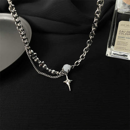 Stellar Edge Necklace | Silver PVD-Plated Charm | Unisex