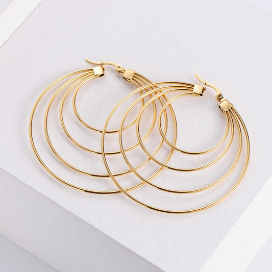 Designer Multi-Layer Earrings | PVD 18K Gold Plated, Stainless Steel, Water Proof- For Women | Includes: Earrings