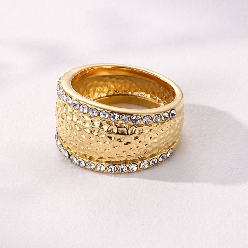 Textured Zircon Ring | 18K PVD Gold Plated - For Women | Includes: Ring