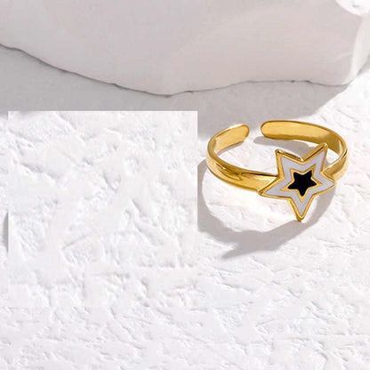 Star Flexi Ring | PVD 18K Gold Plated, Stainless Steel, Water Proof - For Women | Includes: Ring