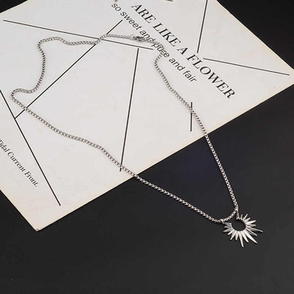 Sun Rays Pendant Necklace | Silver Chain | Unisex