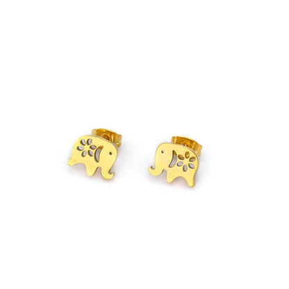 Cute Baby Elephant Earrings | 18K PVD Gold Plated - For Women | Includes: Earrings